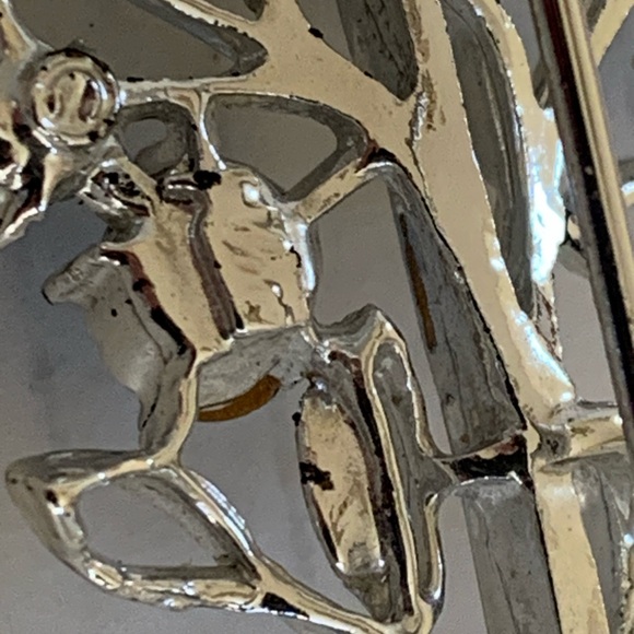 Vintage Signed CORO Aurora Borealis Blue Rhinestone Brooch and Earrings Set - Picture 10 of 13